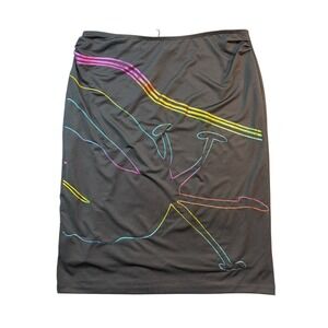 VTG Versace Sport Black Rainbow Abstract Graphic Pencil Skirt Italy Size XL NWOT